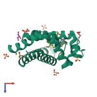 PDB entry 5kd1 coloured by chain, top view.
