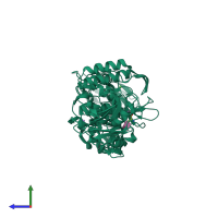 PDB entry 5kd8 coloured by chain, side view.