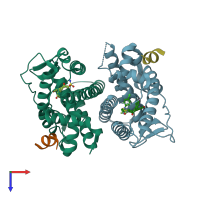 PDB entry 5kd9 coloured by chain, top view.