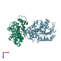 PDB entry 5kdl coloured by chain, top view.