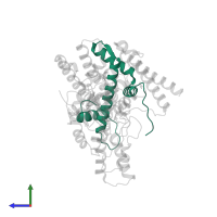 Histone H3.3 in PDB entry 5kdm, assembly 1, side view.