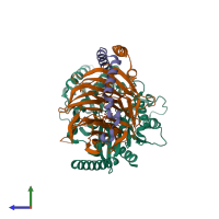 PDB entry 5kdo coloured by chain, side view.