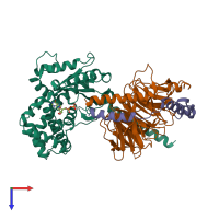 PDB entry 5kdo coloured by chain, top view.