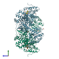 PDB entry 5kdx coloured by chain, side view.