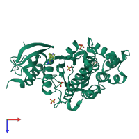 PDB entry 5ke0 coloured by chain, top view.