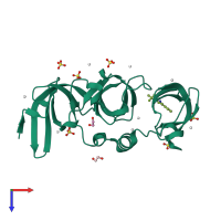 PDB entry 5ke2 coloured by chain, top view.