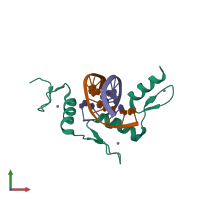 PDB entry 5ke9 coloured by chain, front view.