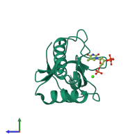 PDB entry 5kee coloured by chain, side view.