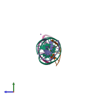 PDB entry 5kek coloured by chain, side view.