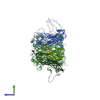 PDB entry 5keq coloured by chain, side view.