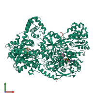 PDB entry 5kf7 coloured by chain, front view.