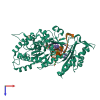 PDB entry 5kfj coloured by chain, top view.