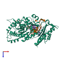 PDB entry 5kfu coloured by chain, top view.