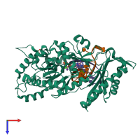 PDB entry 5kfv coloured by chain, top view.