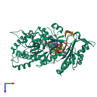 PDB entry 5kg1 coloured by chain, top view.