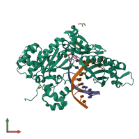 PDB 5kg2 coloured by chain and viewed from the front.