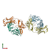 PDB entry 5kg9 coloured by chain, front view.