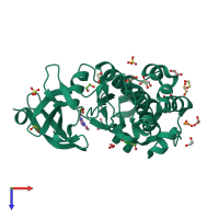 PDB entry 5kgd coloured by chain, top view.