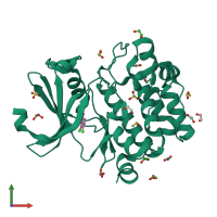 PDB entry 5kge coloured by chain, front view.