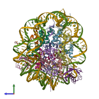 PDB entry 5kgf coloured by chain, side view.