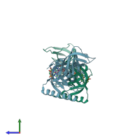 PDB entry 5kgo coloured by chain, side view.