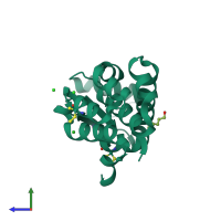 PDB entry 5kgr coloured by chain, side view.