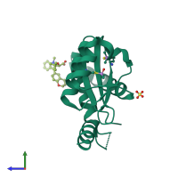PDB entry 5kgx coloured by chain, side view.