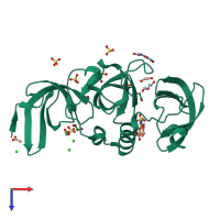 PDB entry 5kh6 coloured by chain, top view.