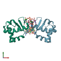 PDB 5khd coloured by chain and viewed from the front.