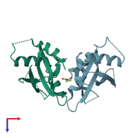 PDB entry 5khq coloured by chain, top view.