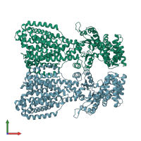 PDB entry 5khs coloured by chain, front view.