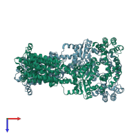 PDB entry 5khs coloured by chain, top view.