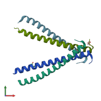 PDB entry 5kht coloured by chain, front view.