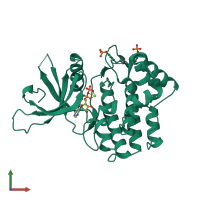 Monomeric assembly 1 of PDB entry 5khw coloured by chemically distinct molecules, front view.