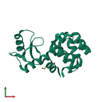 PDB entry 5ki1 coloured by chain, front view.