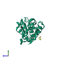 PDB entry 5ki1 coloured by chain, side view.