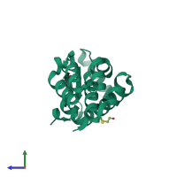 PDB entry 5ki2 coloured by chain, side view.