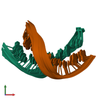 PDB entry 5kib coloured by chain, ensemble of 10 models, front view.