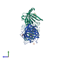 PDB entry 5kic coloured by chain, side view.