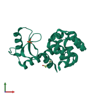 PDB entry 5kii coloured by chain, front view.