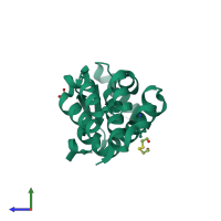 PDB entry 5kii coloured by chain, side view.