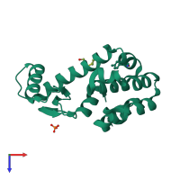 PDB entry 5kii coloured by chain, top view.