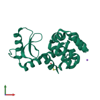 PDB entry 5kim coloured by chain, front view.