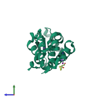 PDB entry 5kim coloured by chain, side view.