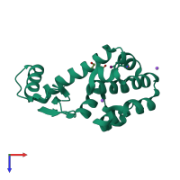 PDB entry 5kim coloured by chain, top view.