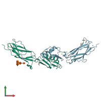 PDB entry 5kiq coloured by chain, front view.