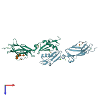 PDB entry 5kiq coloured by chain, top view.