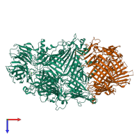 PDB entry 5kis coloured by chain, top view.