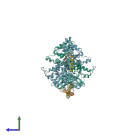 PDB entry 5kiw coloured by chain, side view.