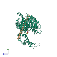 PDB entry 5kiy coloured by chain, side view.